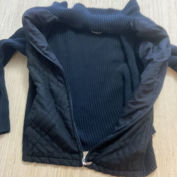 Croft & Barrow Black Knit & Quilted Full Zip Ribbed Turtleneck XL Jacket Pocket - Picture 6 of 6